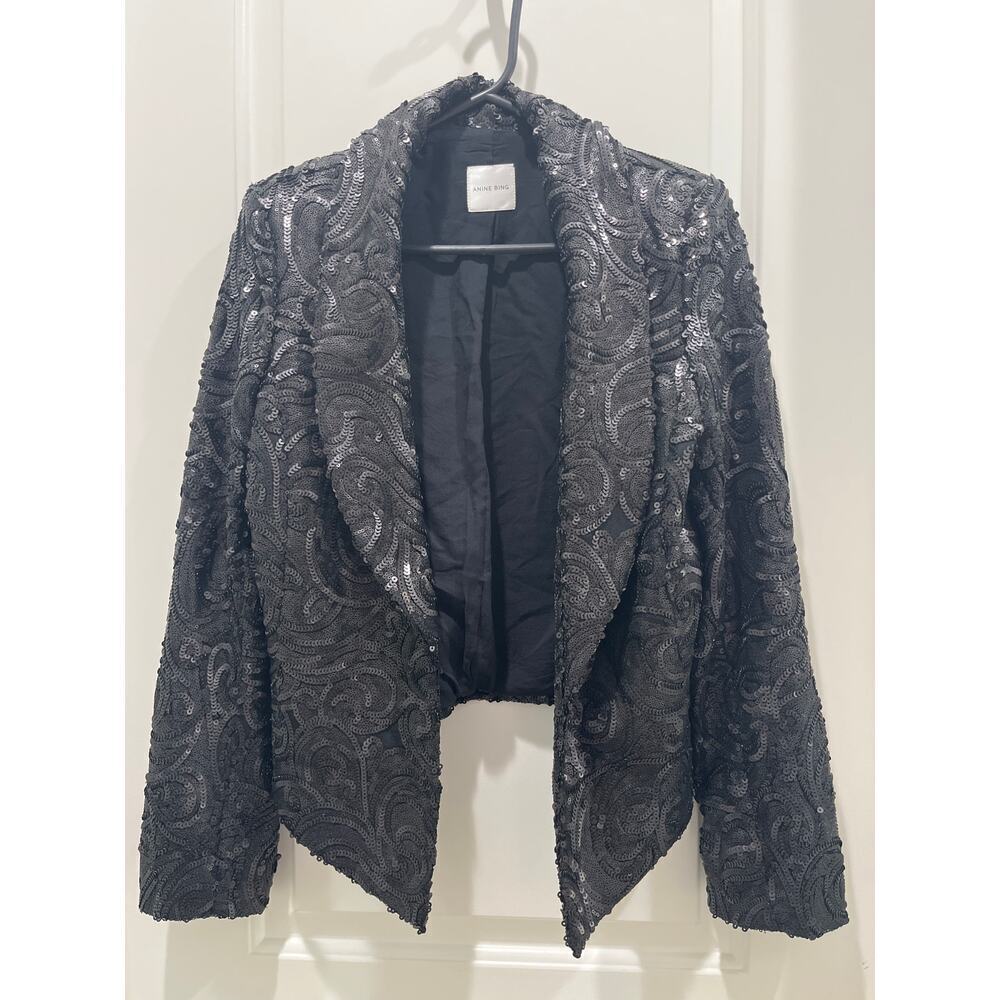Anine Bing Black Sequin Jacket Sz XS